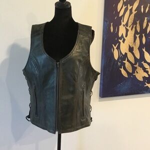 Women's Black Leather Vest